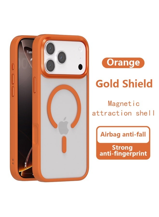 Zevio Orange Magnetic Case for iPhone 17 Pro (6.3 Inch), [Compatible with MagSafe] Slim Fit Matte Silicone Back Cover, Soft Touch Shockproof Protective Phone Case - Translucent Finish - Image 1